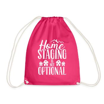 Home Staging is not optional Showing Decorating - Drawstring Bag - fuchsia - Front