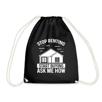 Real Estate Agent Stop Renting Start Buying Broker - Drawstring Bag - black - Front