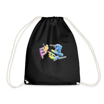 wakeboard, silhouette, sports nautiques, wakeboarder, - Sac de sport léger - noir - Devant