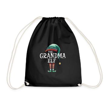 The Grandma Elf Matching Group christmas - Drawstring Bag - black - Front