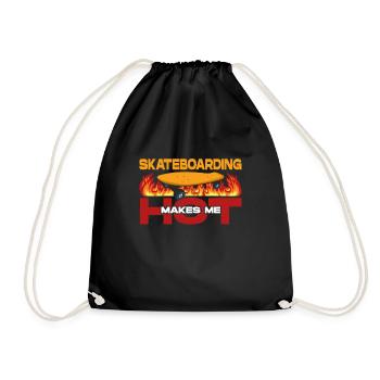 Skateboarding Makes Me Hot Skateboarder Gift Idea - Drawstring Bag - black - Front