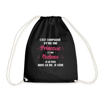 Compliqué princesse et Ciseleuse - Sac de sport léger - noir - Devant