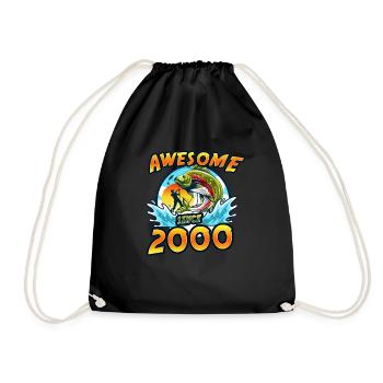 Awesome since 2000. Angel, Angler Geburtstag - Turnbeutel - Schwarz - Vorne