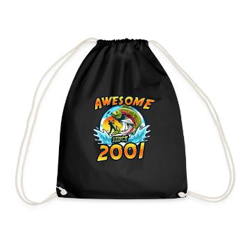 Awesome since 2001. Angel, Angler Geburtstag - Turnbeutel - Schwarz - Vorne