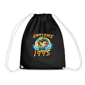 Awesome since 1995. Angel, Angler's Birthday - Drawstring Bag - black - Front