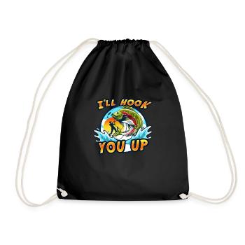 I'll hook you up. Fishing, Fishing - Drawstring Bag - black - Front