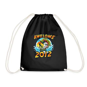 Awesome since 2012. Angel, Angler's Birthday - Drawstring Bag - black - Front