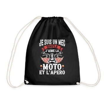 Je Suis Un Mec Simple J aime La Moto Et Apéro - Sac de sport léger - noir - Devant