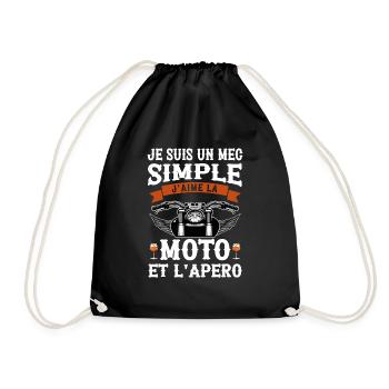 Je Suis Un Mec Simple J aime La Moto Et Apéro - Sac de sport léger - noir - Devant