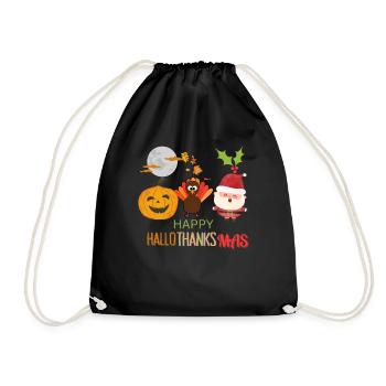 Happy hallo,thanks,mas, happy holidays - Drawstring Bag - black - Front