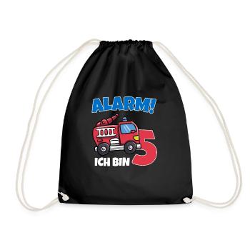 Geburtstagsshirt 5 Jahre Feuerwehr Geschenke - Turnbeutel - Schwarz - Vorne