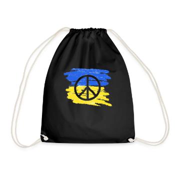Stand with Ukraine Peace No War - Turnbeutel - Schwarz - Vorne