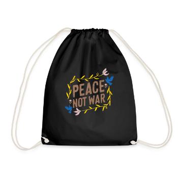 Stand with Ukraine Peace No War - Turnbeutel - Schwarz - Vorne