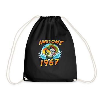 Awesome since 1967. Angel, Angler Geburtstag - Turnbeutel - Schwarz - Vorne