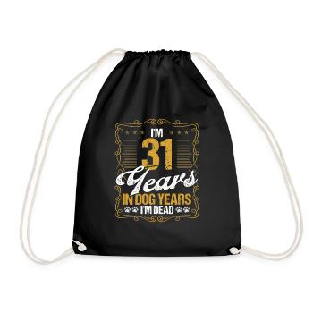 31 Year Old Funny Dog Lover Humor Pet Idea - Drawstring Bag - black - Front