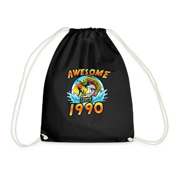 Génial depuis 1990. Angel, l’anniversaire du pêcheur - Sac de sport léger - noir - Devant
