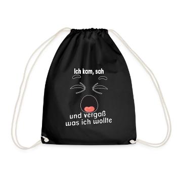 Ich kam, sah und vergaß was ich wollte. - Turnbeutel - Schwarz - Vorne