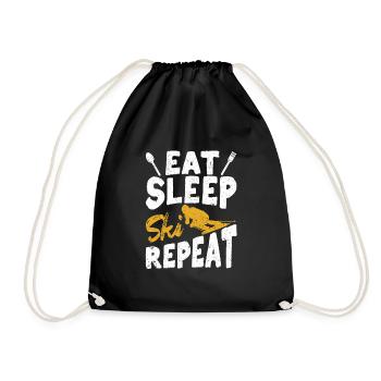 Food Sleeping Skiing Repetition Skiing - Drawstring Bag - black - Front