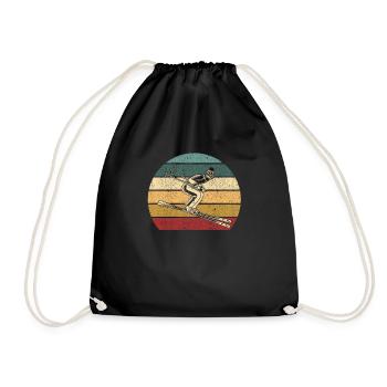 Vintage Sunset Ski Rétro Skieur - Sac de sport léger - noir - Devant