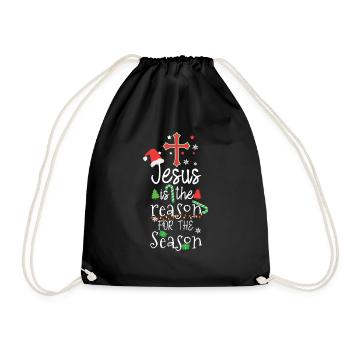Christmas December 2022 Happy Birth Jesus Season - Drawstring Bag - black - Front