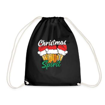 December Drink Beer Lover Spirit Ugly Christmas - Turnbeutel - Schwarz - Vorne