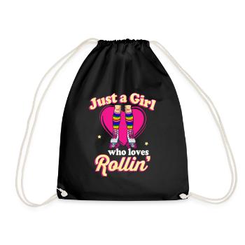 Inline Skate Gift Rollskates Roller 70s - Drawstring Bag - black - Front
