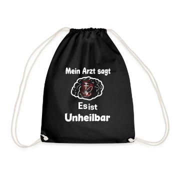 Shisha Tshirt Herren Damen Wasserpfeife Pfeife - Turnbeutel - Schwarz - Vorne
