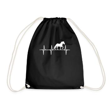 Horse Heartbeat Horse Girls Horse Lover - Drawstring Bag - black - Front