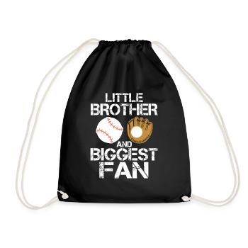 Little brother and biggest fan baseball match - Drawstring Bag - black - Front