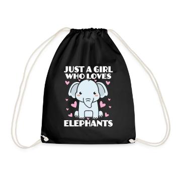 Just a girl who loves elephants - Drawstring Bag - black - Front