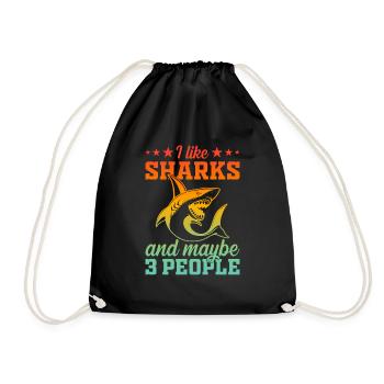 I Like Sharks & Maybe 3 People - Sharkfish White S - Turnbeutel - Schwarz - Vorne
