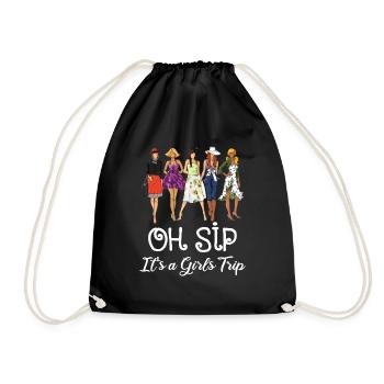 Oh SIP, it's a girl exit black - Drawstring Bag - black - Front