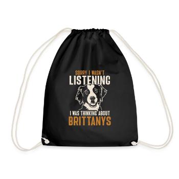 French Brittany Spaniel Epagneul Breton Gift - Drawstring Bag - black - Front