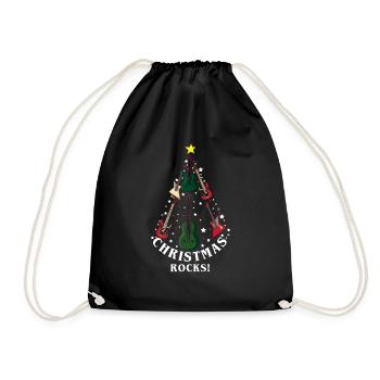 December Christmas Rocks Guitar Love Christmas - Drawstring Bag - black - Front