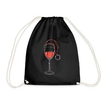 December Alcohol Red Wine Lover Ugly Christmas - Turnbeutel - Schwarz - Vorne