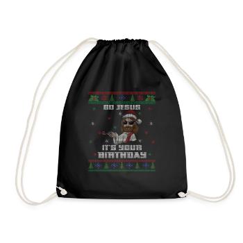 December Happy Birth Go Jesus Ugly Christmas - Turnbeutel - Schwarz - Vorne