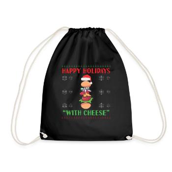 Ugly December Burger Cheese Ugly Christmas - Drawstring Bag - black - Front