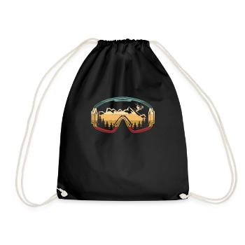 Ski Snowboard Goggles Skiing Snow Mountain Winter - Drawstring Bag - black - Front