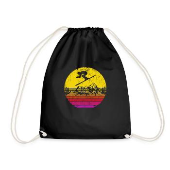 Wintersport Mountain Snowboarding Skiing Snowboarder - Drawstring Bag - black - Front