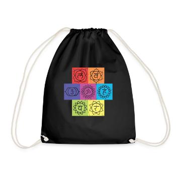 Vintage Chakra Signs Yoga Namaste - Drawstring Bag - black - Front