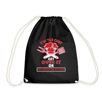 Im The Chef Get Over It Or Outta Kitchen - Drawstring Bag - black - Front