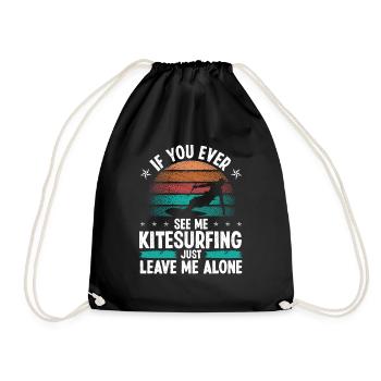 Kiteboarding Kite Leave me alone Wind Kitesurfer - Drawstring Bag - black - Front