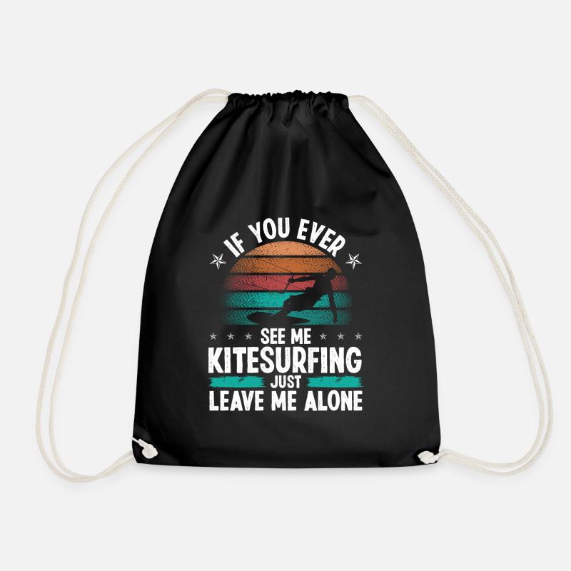 Kiteboarding Kite Leave me alone Wind Kitesurfer - Drawstring Bag - black
