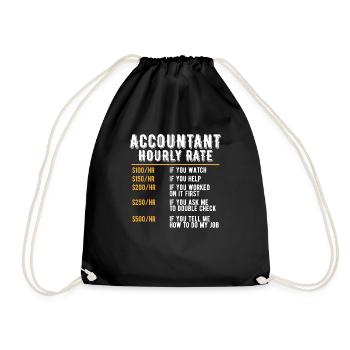 Funny Accountant Hourly Rate Accounting CPA Pun - Drawstring Bag - black - Front
