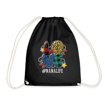 Pattern Grandmom Mama Family Love Christmas - Drawstring Bag - black - Front