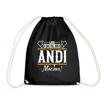 Andi Geschenkidee Geschenk Geburtstag - Turnbeutel - Schwarz - Vorne