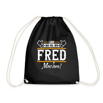 Fred Geschenkidee Geschenk Geburtstag - Turnbeutel - Schwarz - Vorne