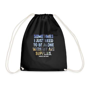 Introverted Art Quote by Van Gogh Design - Drawstring Bag - black - Front