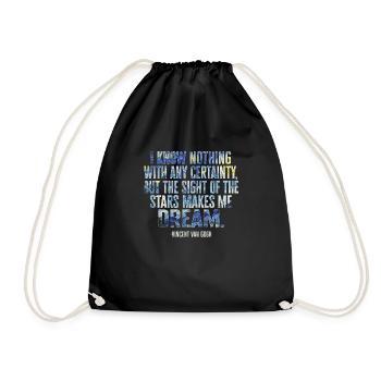 Starry Night Art Quote by Van Gogh Design - Drawstring Bag - black - Front