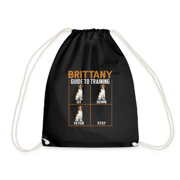 French Brittany Spaniel Epagneul Breton Gift - Drawstring Bag - black - Front